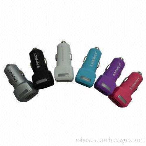 Two USB Car Charger, 5V, 3.1A with CE/RoHS/FCC Mark